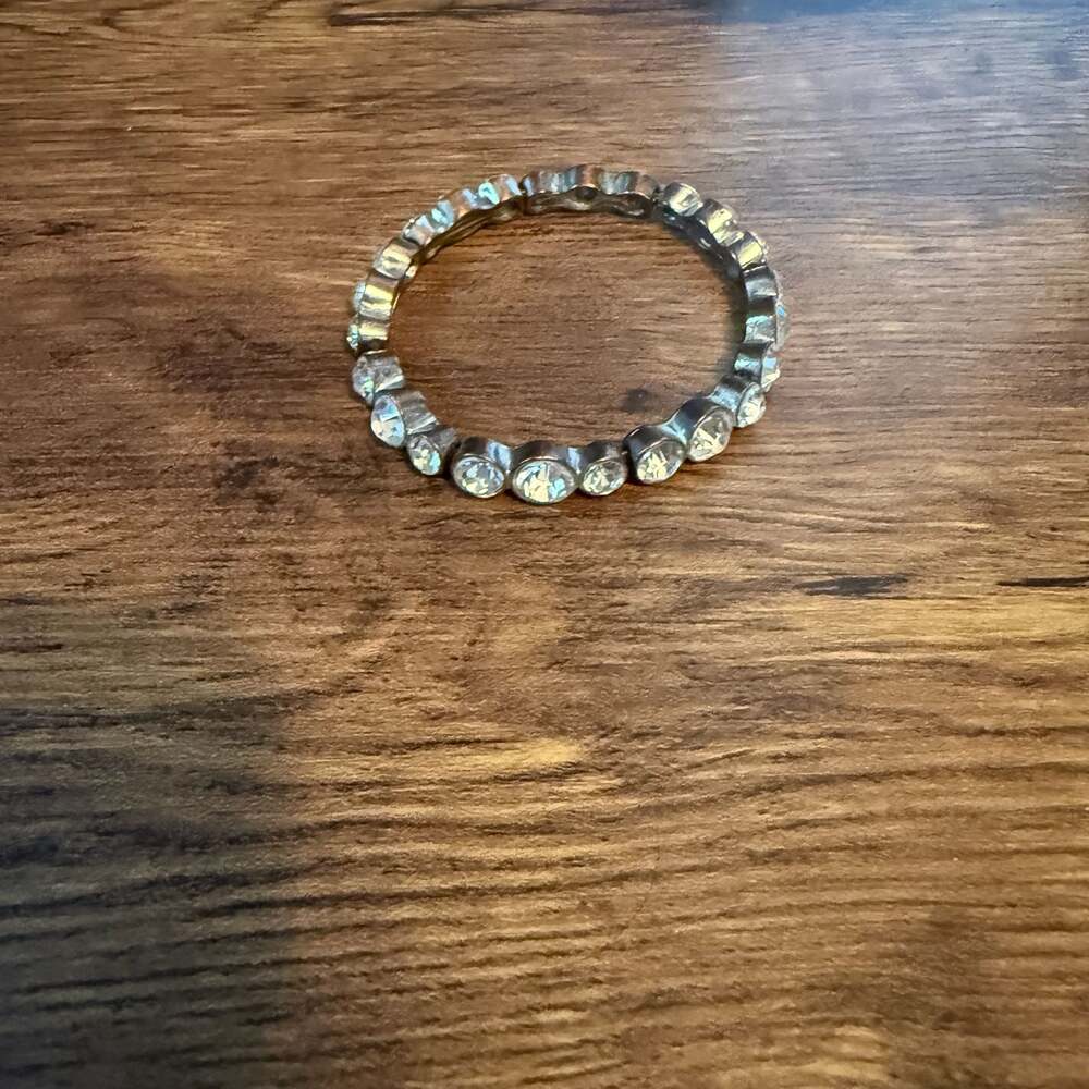 Silver-Tone Rhinestone Pave Flexible Bracelet